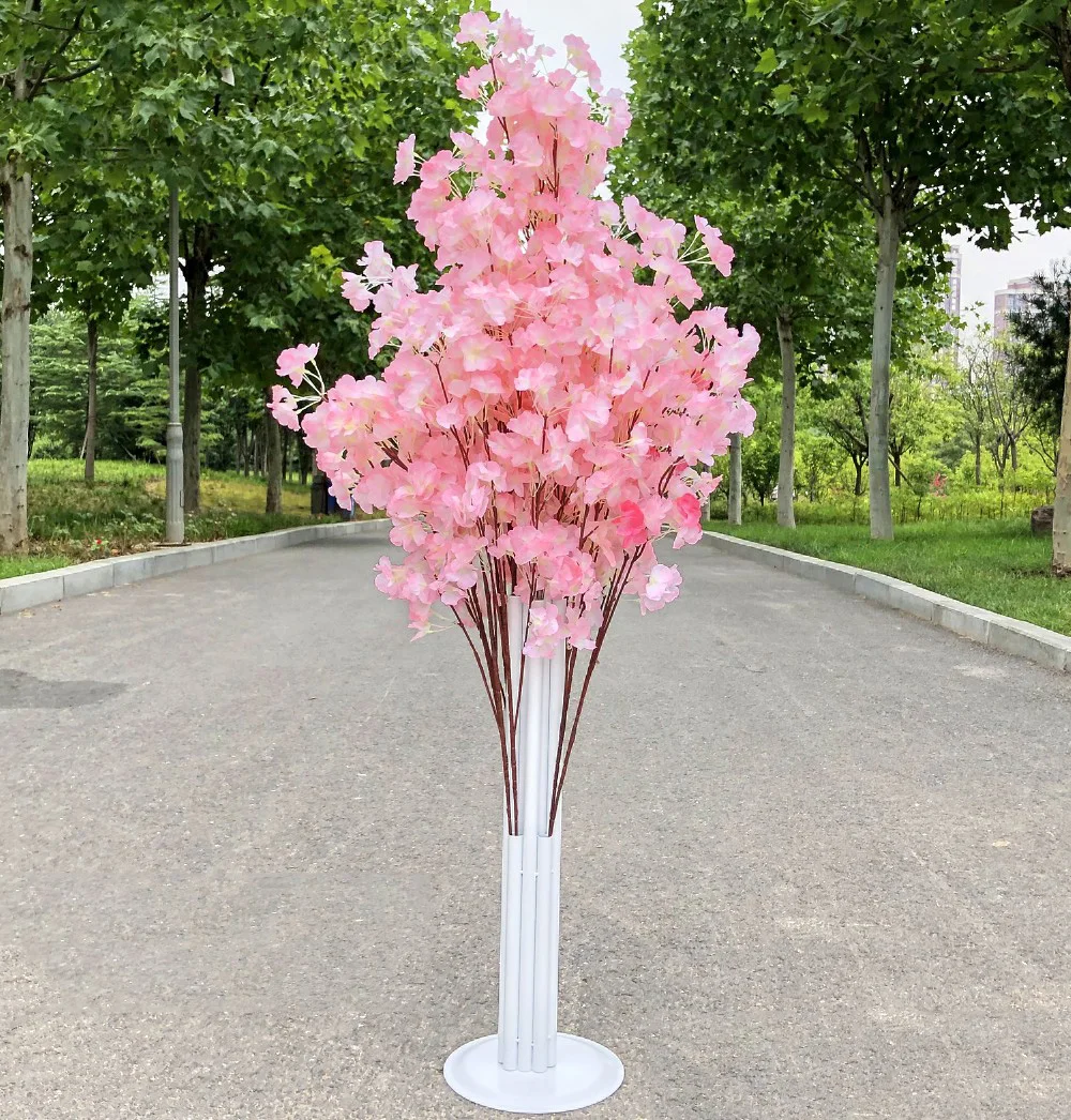 1.5M Simulation Sakura Road Guide Metal Shelf Wedding Decor Flower Stand T Stage Layout Party Event Decor Cherry Blossoms Tree