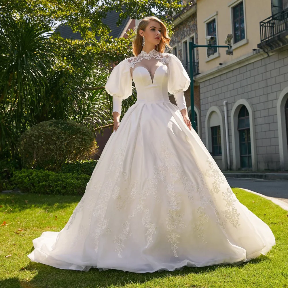 Vestido de casamento longo com lanterna, vestido de baile, vestido de noiva, vestido de noiva, branco, vestido formal, concurso, 2024