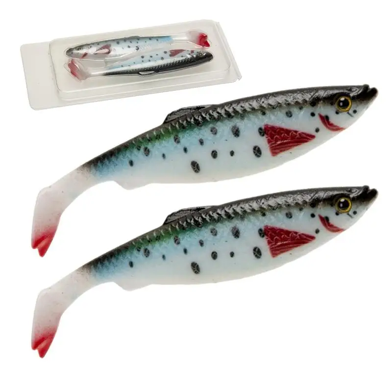 Soft Baits Kit Realistic Bass Lures Set Of 2 Long-Lasting Fishing Lures Enhanced Fishing Bait Soft And Sturdy For Bass