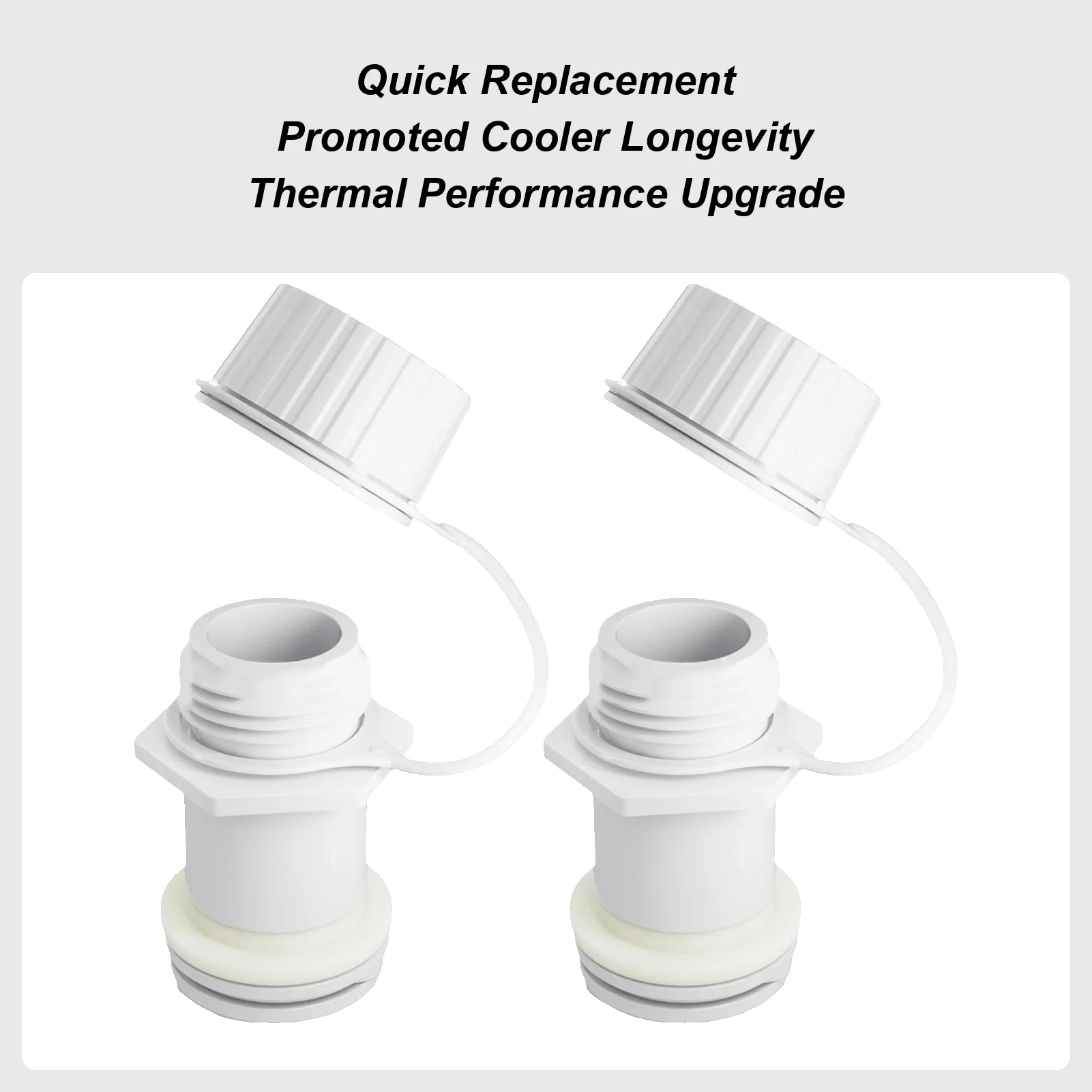 Threaded Drain Plug With Plastic Tethered Caps Cooler Drain Plug Replacement Parts White Plastic Cooler Drain Plug for Camping