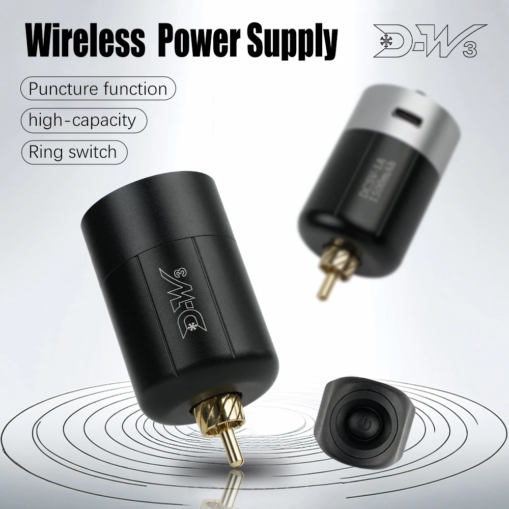 D-W3 RCA Interface Wireless Tattoo Power Supply with Prick Function Fast Charging Portable Batterry for Tattoo Pen Supplies