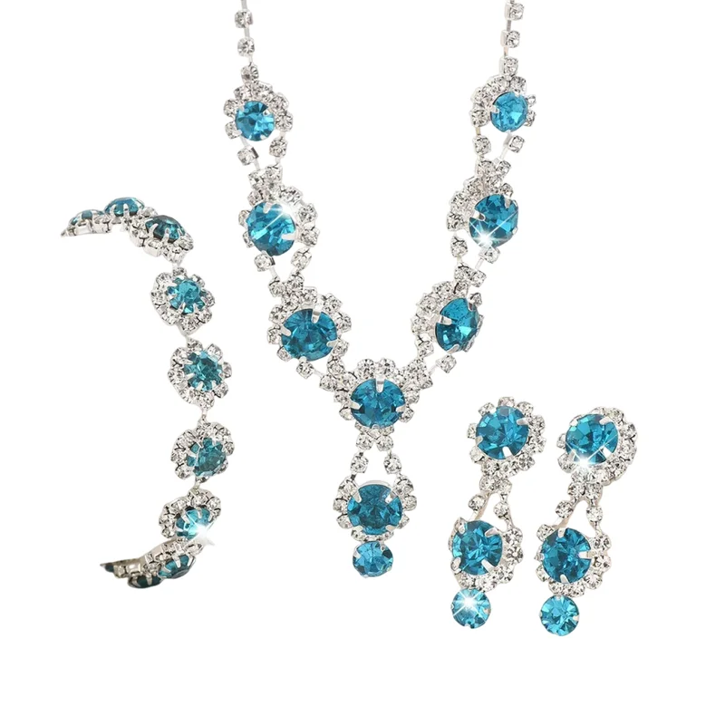 

Original Blue Crystal Charm Sparkling Zirconia Necklace for Women's Niche Design Sense High end Banquet Accessories Neck Chain