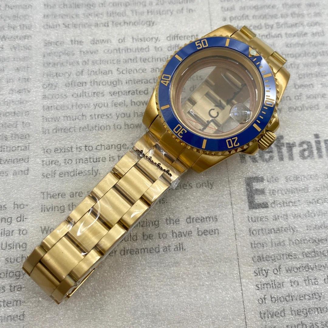 40mm Gold Modified Case Set for Submarine NH35 NH36 NH38/4R/7S Automatic Movement Sapphire Glass Case Suitable for 28.5mm Dial