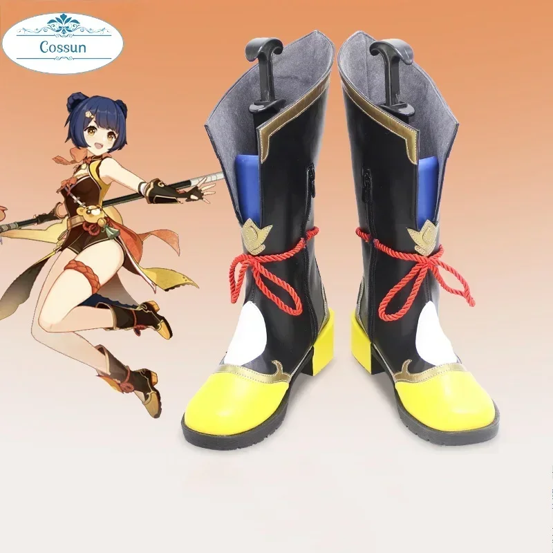 Cossun genshin impacto xiangling botas xiang ling halloween cosplay sapatos de salto alto para mulheres meninas 2020 novo jogo quente