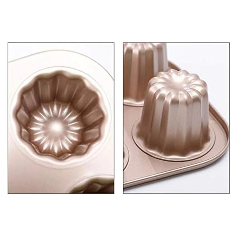 6-Cavity Canele Mold Cake Pan, Non-Stick Canele Baking Pan For Oven Carbon Steel Caneles Mold Bakeware Tool Durable