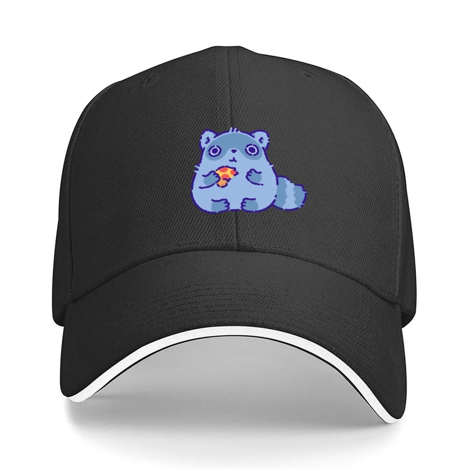 

Cute raccoon eating a slice of pizza Baseball Cap luxury woman cap Hat Man For The Sun Rave Designer Hat For Women Men's