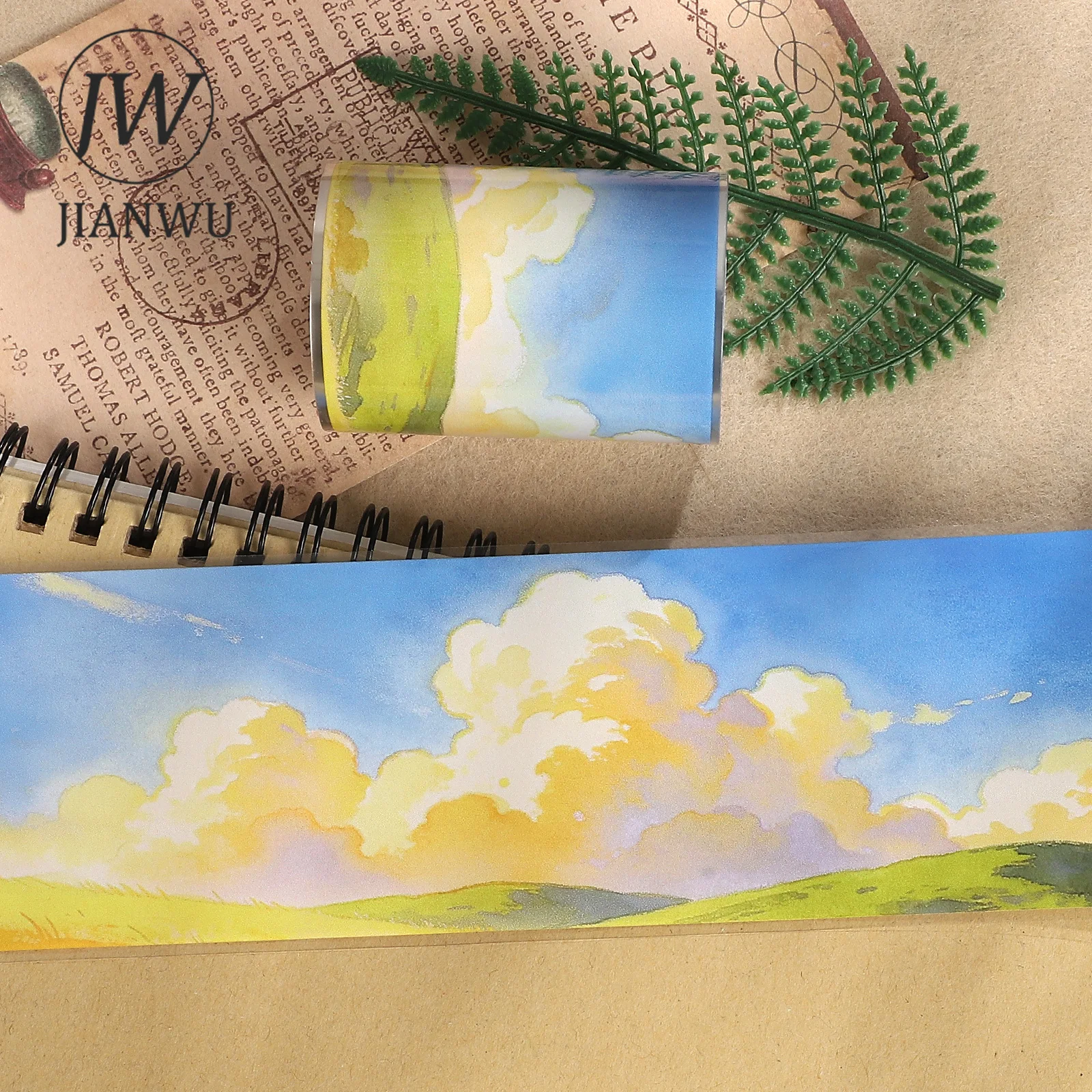fita-adesiva-pet-jianwu-60mm-5m-vintage-ceu-nuvem-pradaria-paisagem-material-para-colagem-scrapbooking-criativo-diy-diario-papelaria