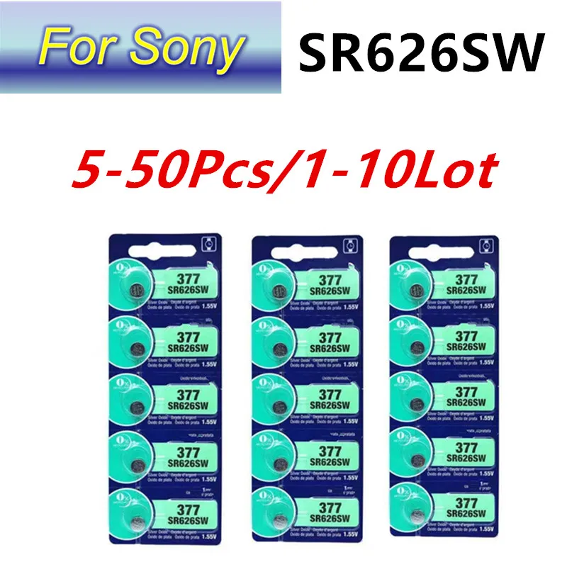 5-50pcs Original For SONY AG4 377 Button Batteries SR626SW SR626 Cell Coin Alkaline Battery 177 376 LR626 For Watch Toys Clock