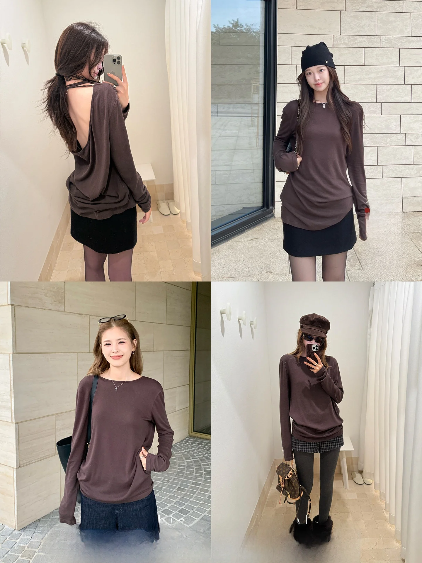 

Женская футболка Xzichic из смесовой шерсти с длинным рукавом, свободного кроя, удобная, дышащая, прямого силуэта, в французском стиле, для осени и зимы