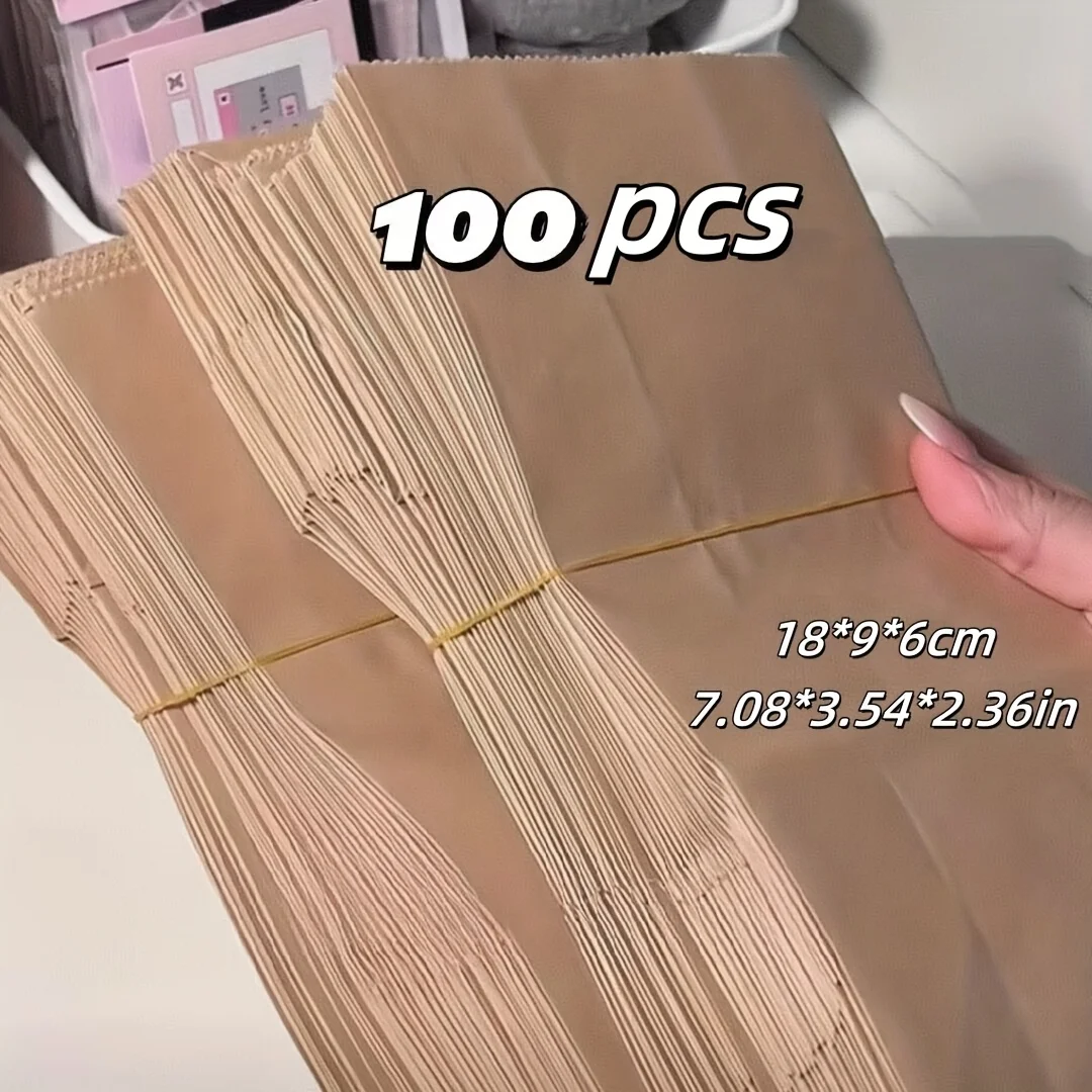 

100 шт. прочные коричневые пакеты из крафт-бумаги - 18x9x6 см, идеально подходят для сувениров на вечеринку, подарочной упаковки, украшений на день рождения,
