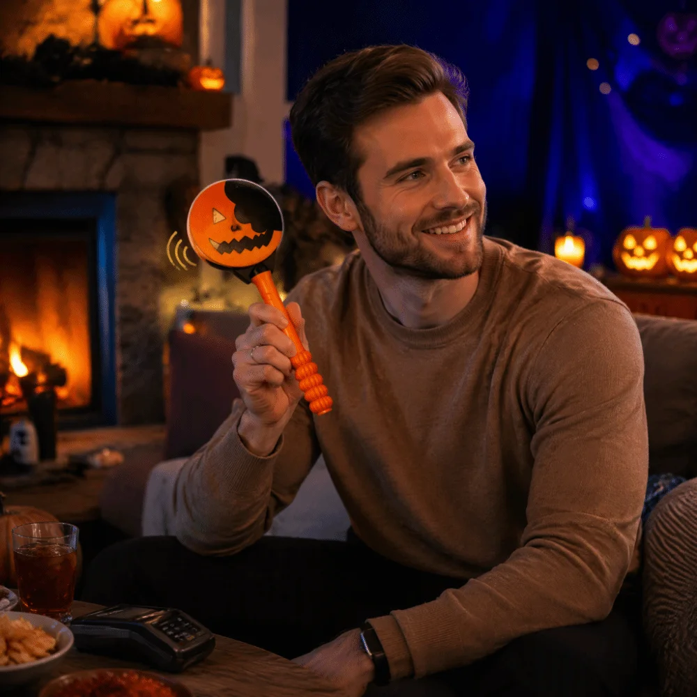 Touch Sensitive Halloween Magic Wand Party Decoration Pumpkin Design Touch Sensitive Wand Funny Non-Contact Pumpkin Wand