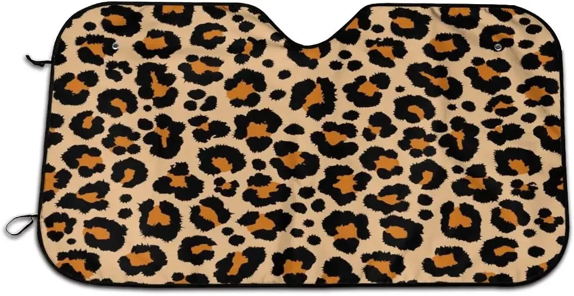 Foruidea-Leopard Print Car pára-brisa Sun Shade, Auto pára-sol, caminhão, SUV-Blocks, raios UV, Sun Visor Protector, Brown, animal