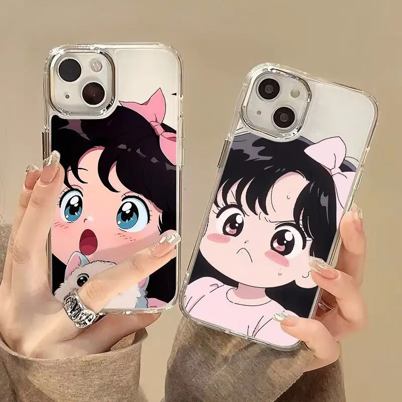 Cute cartoon anime girl shockproof phone case for iphone 15 pro max 14 plus 11 13 12 back cover for iphone xr xs max x 7 8 plus