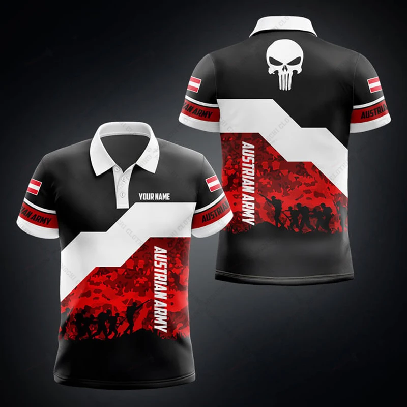 Camiseta Polo con Gráfico de la Bandera de Austria Personalizada, Ropa de Moda Masculina, Camisetas de Manga Corta, Dropshipping, Jersey Deportivo para Niños