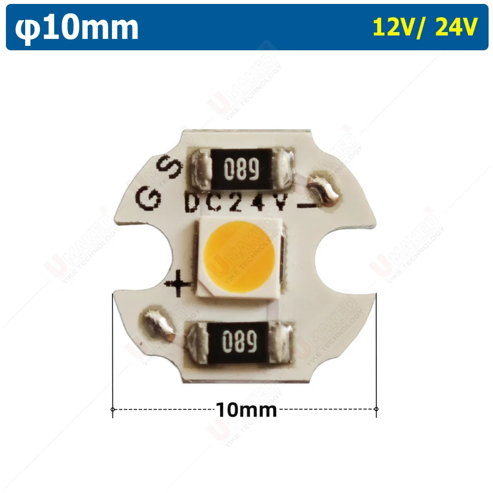 10pcs 10/16/18/20mm DC12V/24V LED 3030 SMD bulb Lamp Plate Needn't Driver Connect Light Source White/ Warm White lamp PCB panel