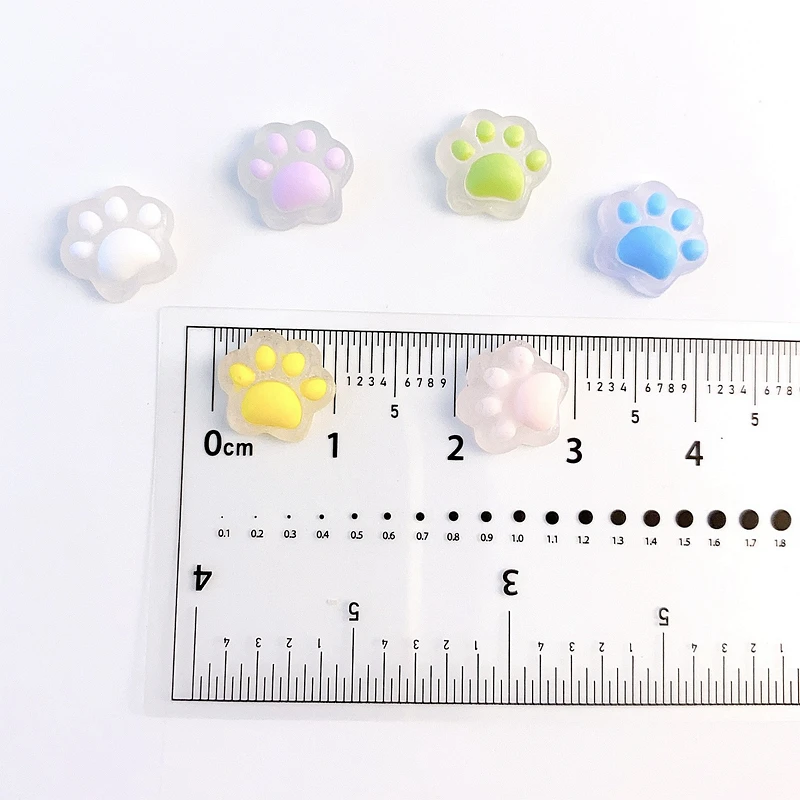 20PC Color Changed 3D Flatback Nail Art Charms Decorations Cute Cat Paw Resin Parts For Nails Design Kawaii Manicure Accessories