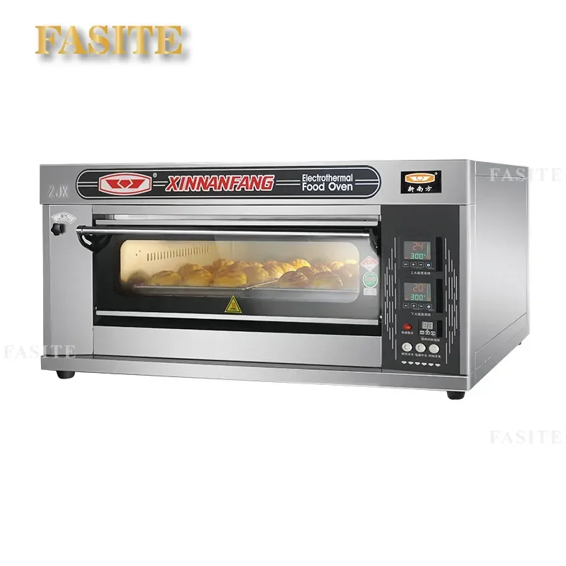 For Commercial Gas Oven Large Capacity Single Deck Double Tray Bread Pizza Baking Machine Heavy Duty Stainless Steel Kitchen