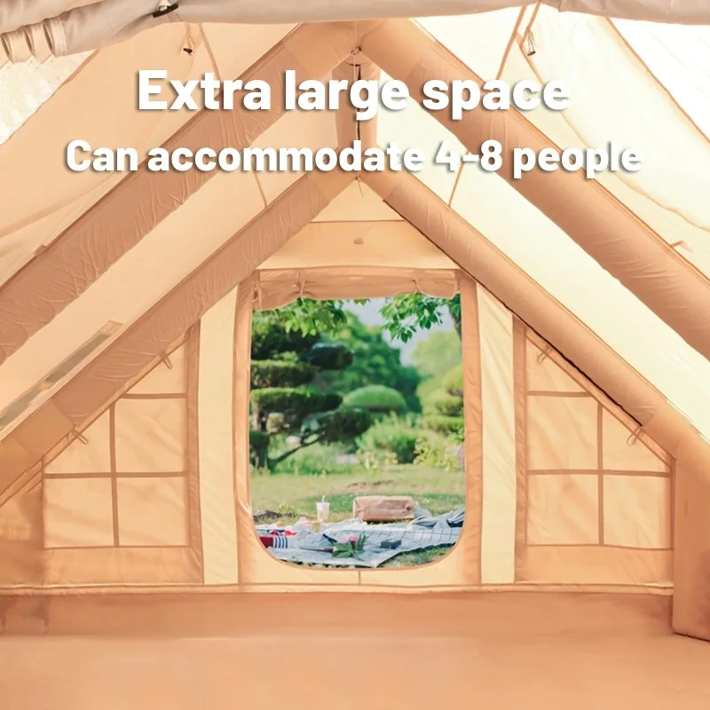 Barraca de acampamento inflável 4-8 pessoas com janelas Barraca de acampamento portátil resistente à água Barracas de quatro temporadas