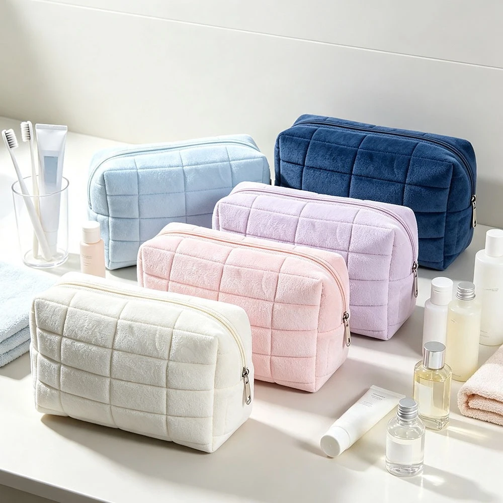 Velvet Large Capacity Pillow Cosmetic Storage Bag Portable Travel Toiletry Bag Small Outdoor Makeup Bag For Daily And Travel Use