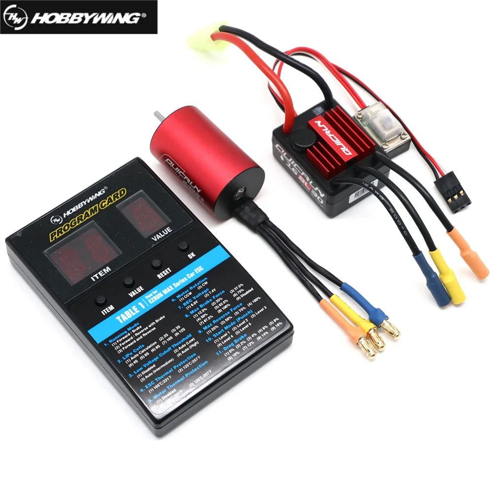 Hobbywing QuicRun-WP-16BL30 Sensorless Brushless 30A ESC + motor kv4500 + PROGRAM CARD for 1/16 1/18  car