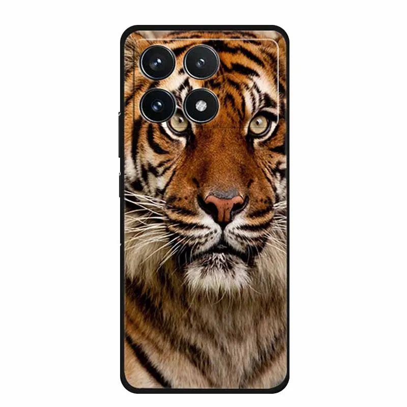 Animals Phone Case For Poco F6 Back Para Case Silicone Soft TPU Cover Funda for Xiaomi Poco F6 F 6 Pro Lions Wolf Black Case image 5