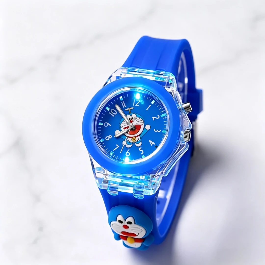 New Doraemon Cartoon Kids Watch Silicone Luminous Glowing Watch Doll Boys Girls Students Quartz Watch Suitable For Gift Giving