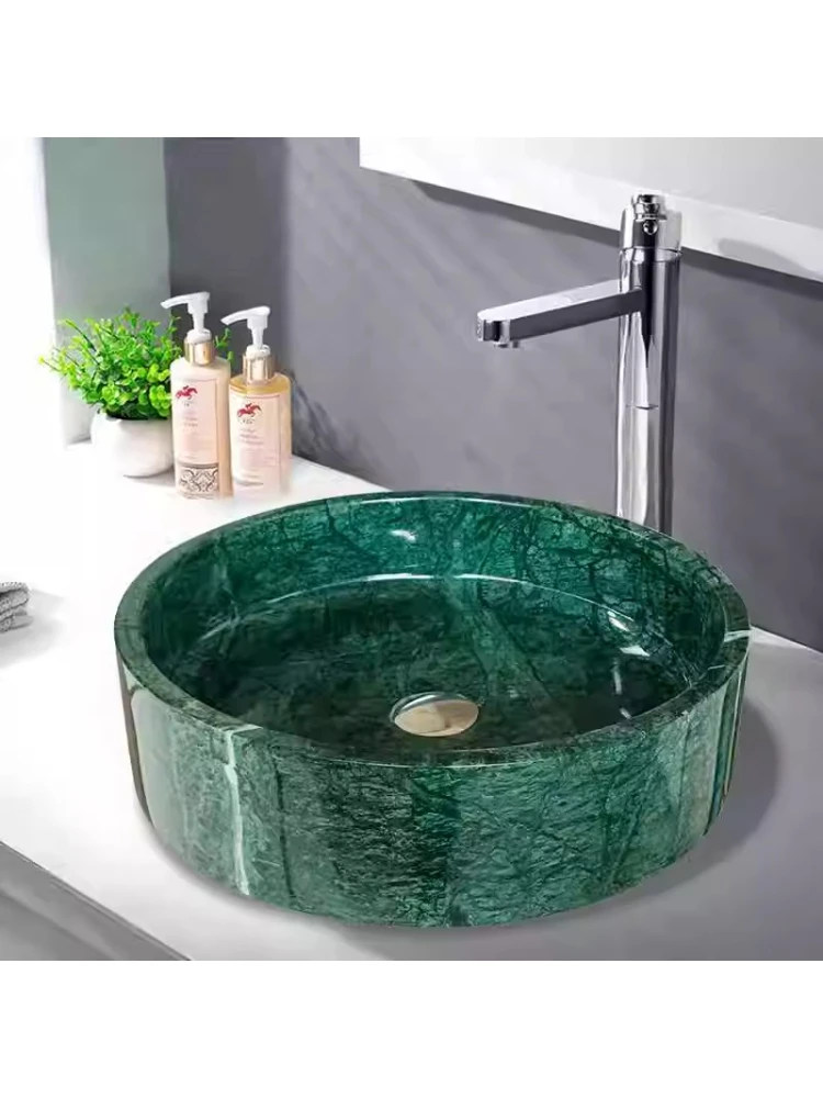 

Customizable natural marble washbasin hotel lobby bathroom simple art basin