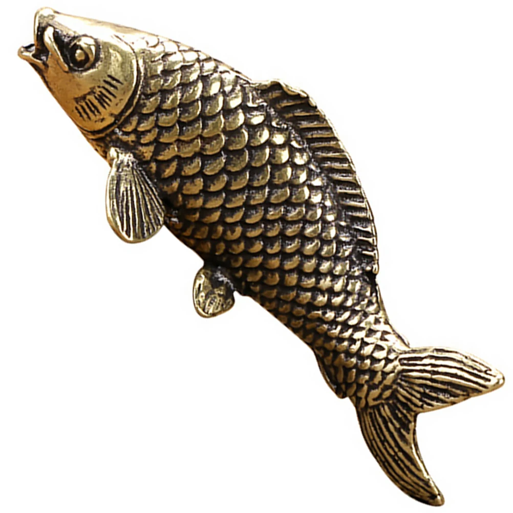 

Carp Shape Ornament Metal Decor Desktop Decoration Copper Adornment Handicrafts Year Surplus Incense Holder Feng Shui Tea Pet