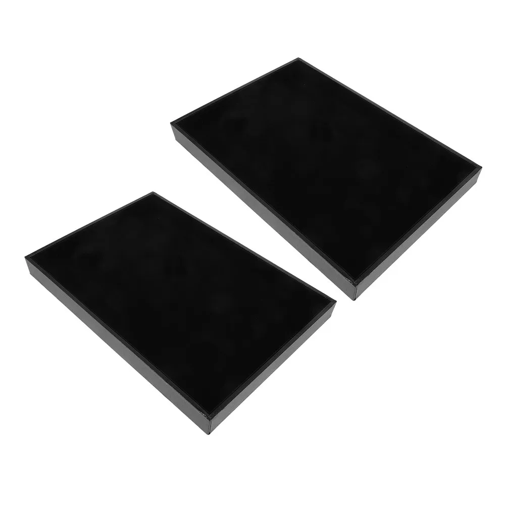 

2Pcs Sleek Jewelry Display Flat Tray Set Portable Versatile Scratch Resistant Organizer for Rings Necklaces Bracelets Home