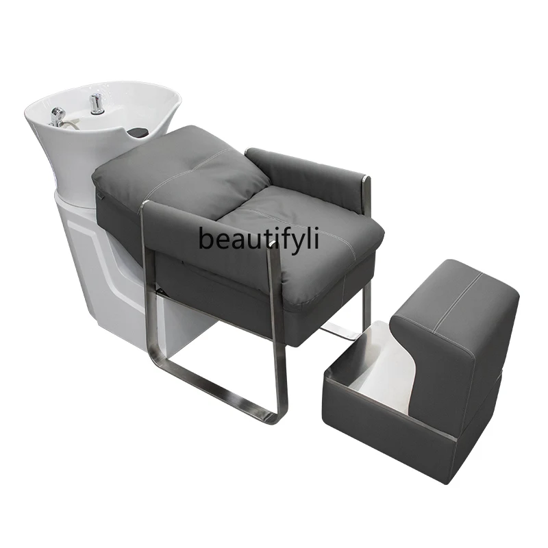 

Hair Salon Lying Half Shampoo Chair Barber Shop Ceramic Basin Salon Massage Flushing Bed Facial Bed