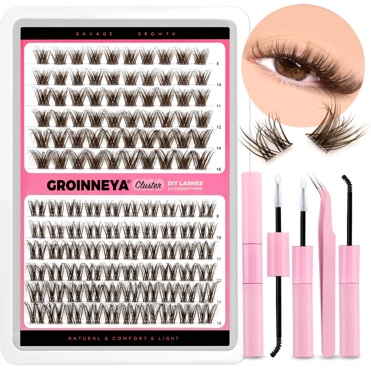 Lash Clusters Set DIY Lashes Extension Kit Individual Eyelash Extension Kit Full Set Lashes Kit with Lash Bond and Seal Makeup