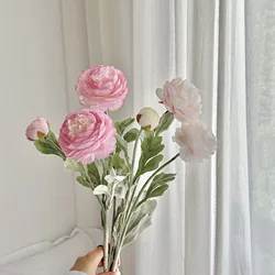 50CM 3 Head Flocking Lotus Artificial Flower Peony Artificial Flower Wedding Home Living Room Decoration