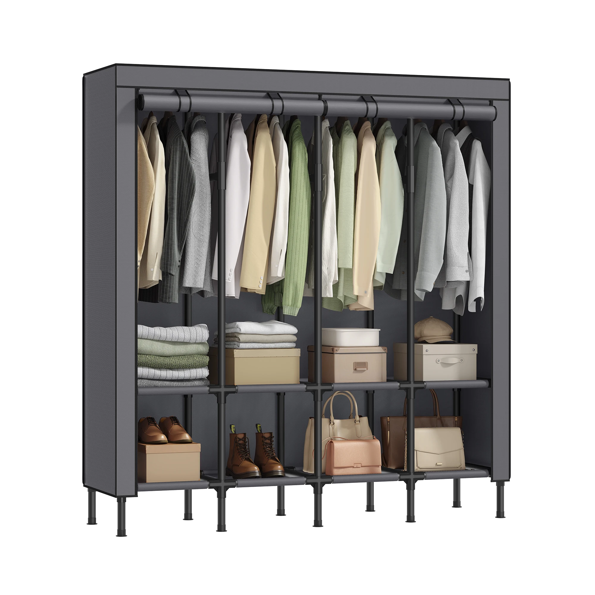 

SONGMICS Wardrobe Closet, 67.3 Inch Large Capacity Portable Closet, Clothing Rack, 25 Mm Dia,Thick Steel Tubes, Clothes Organ