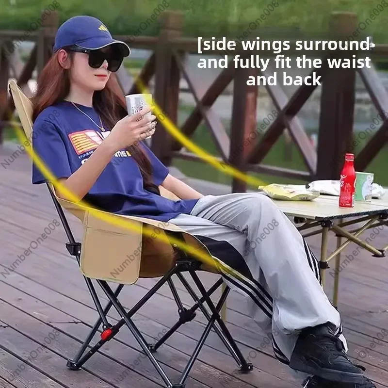 Outdoor Foldable Chair - Portable, Adjustable, for Home, Fishing, Camping, Beach, and Nap. Convertible Reclining Moon Chair