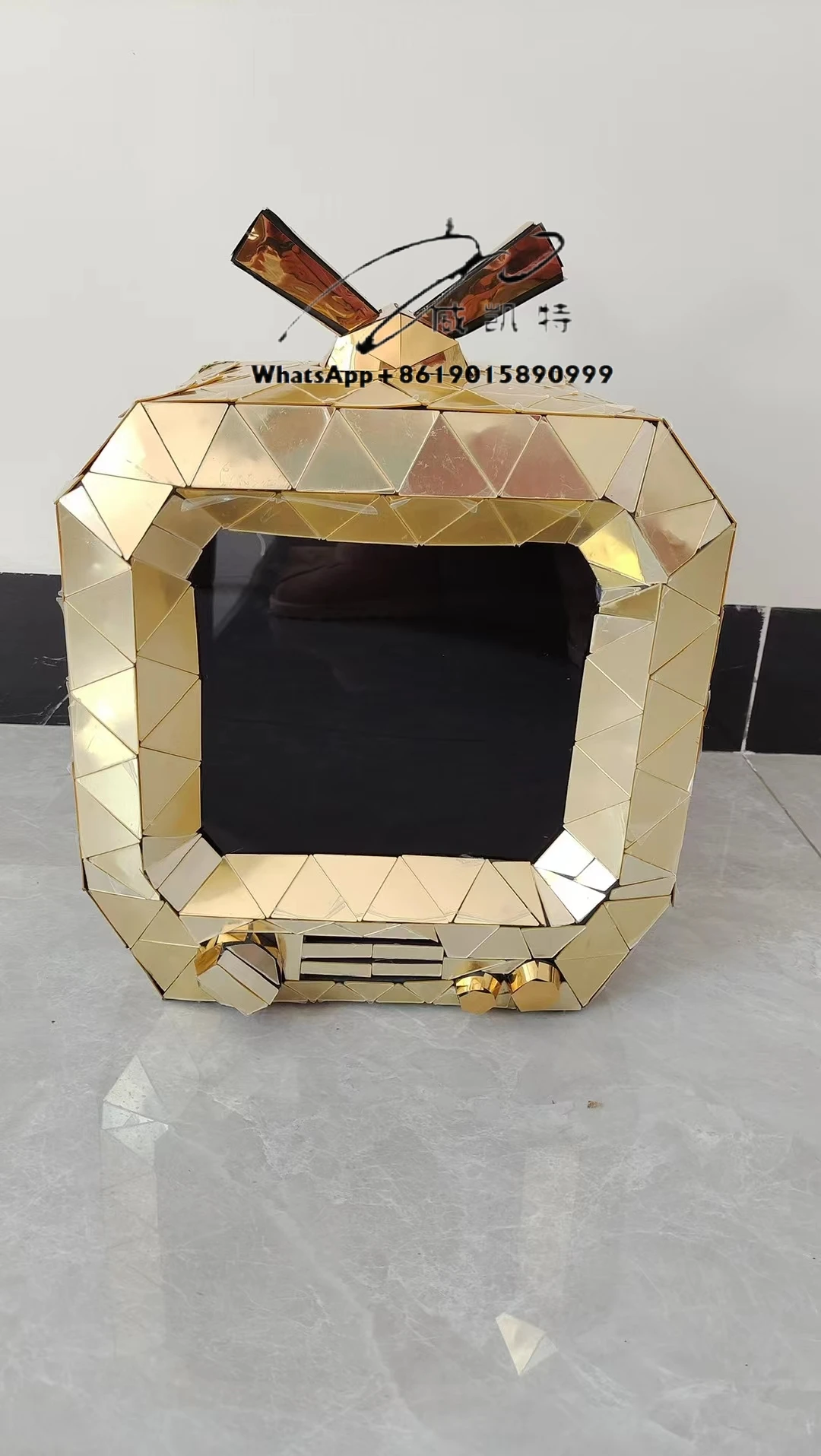 الذهبي الشظية أغطية الرأس التلفزيون مرآة عاكسة قناع التلفزيون حفلة تأثيري قناع خوذة للملهى الليلي #4