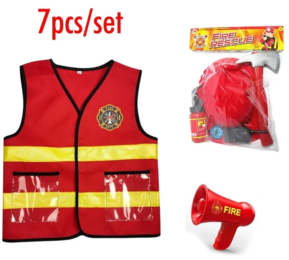 

Kids Firefighter Cosplay Little Fireman Firemen Costume Uniform Halloween Carnival Party Costumes Stage Performance Anime