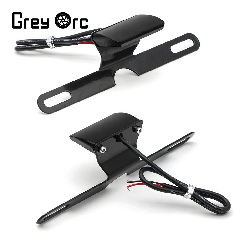 DOT/CE/E-marked Motorcycle Universal License Plate Holder with 12V LED License Plate Light For BMW Yamaha Honda Kawasaki Suzuki