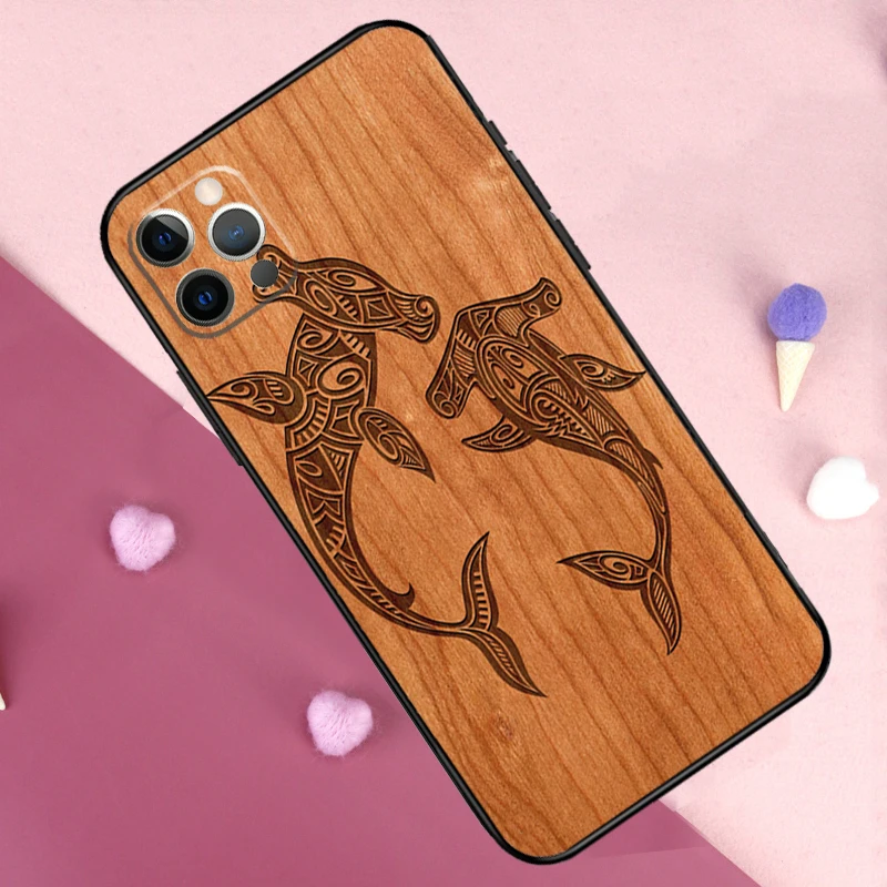 Wolf Bike Butterfly Wood Cover For iPhone 15 16 14 13 12 11 Pro Max Mini 7 8 Plus X XR XS Max Phone Case image 3