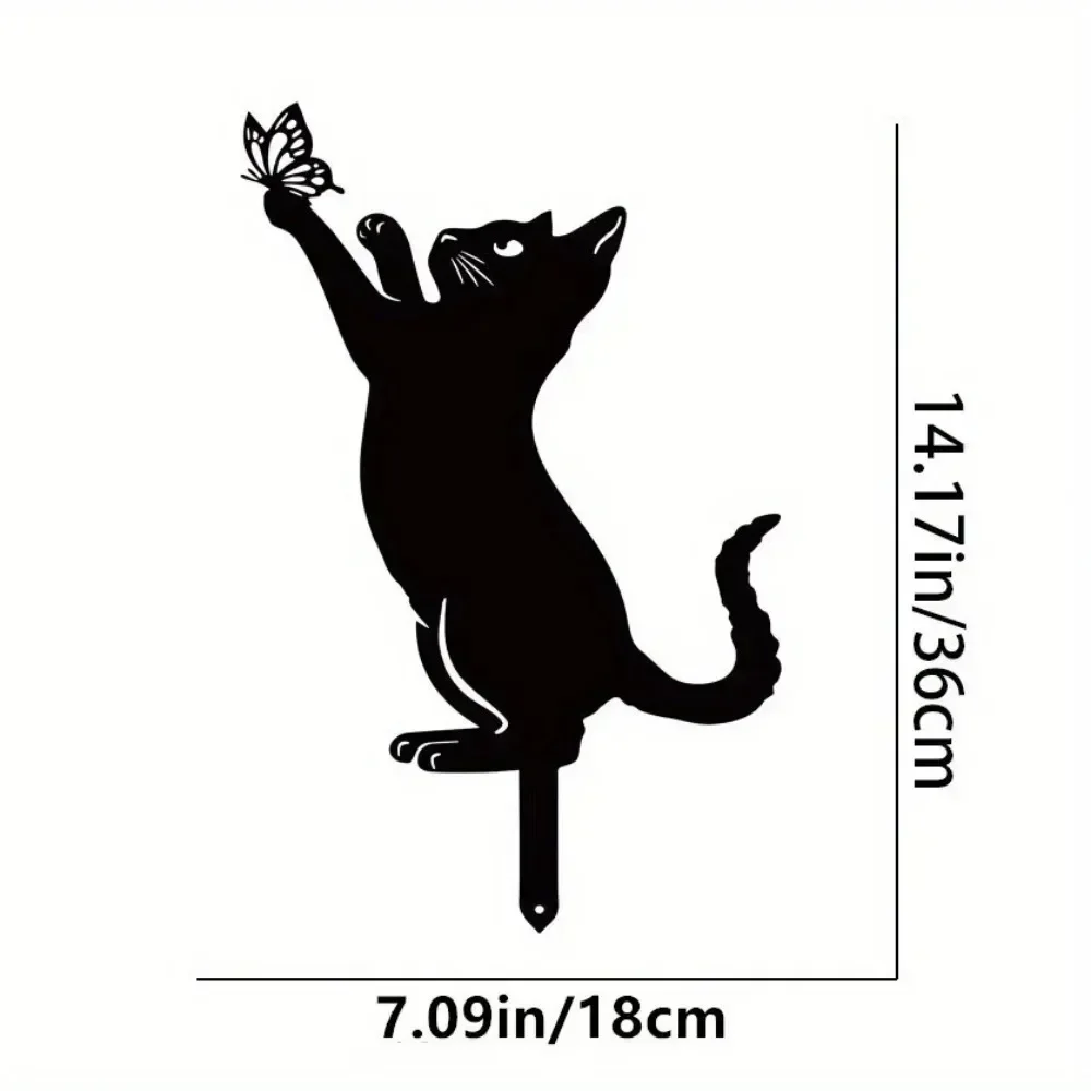 New Cat Family Garden Stakes Decorative Cute Cat Garden Decorative Silhouette Animal Outdoor Statues For Cat Yard Garden Lawn