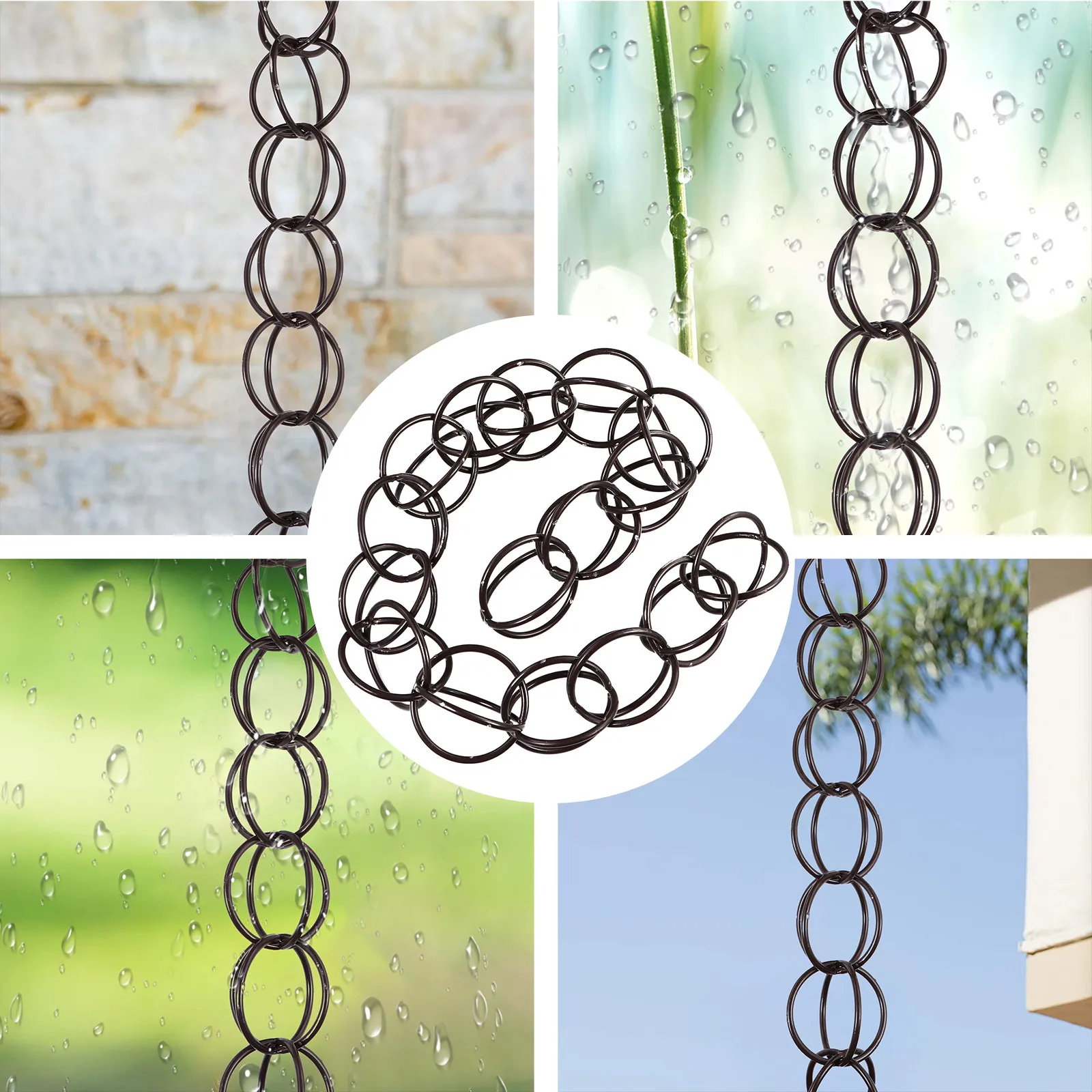 1M Decorative Rain For Gutter Downspout Copper Drainage Chain Outdoor Roof Garden Waterfall Durable Rain Chain