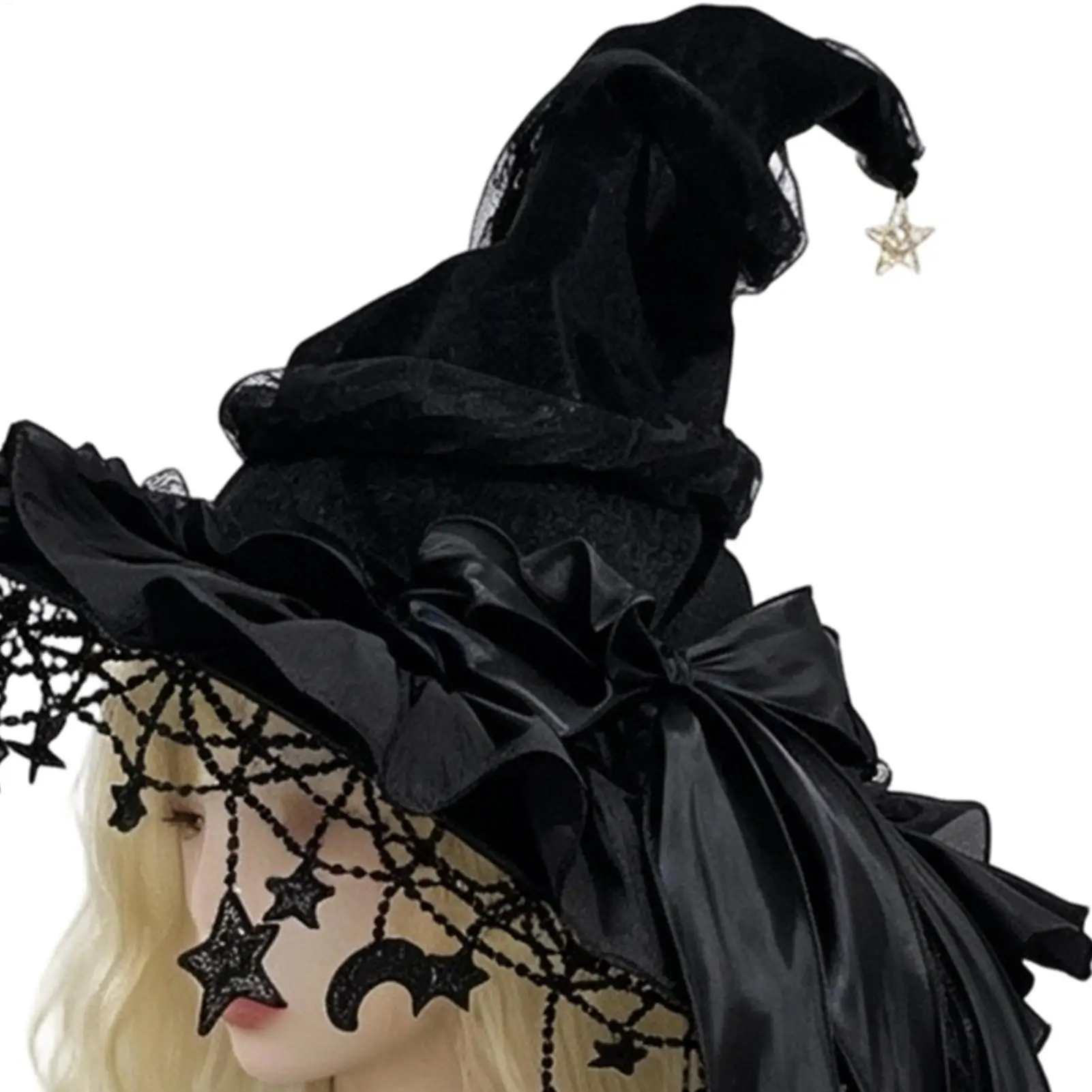 Chapeau de Sorcière Gothique à Nœud – photo 10