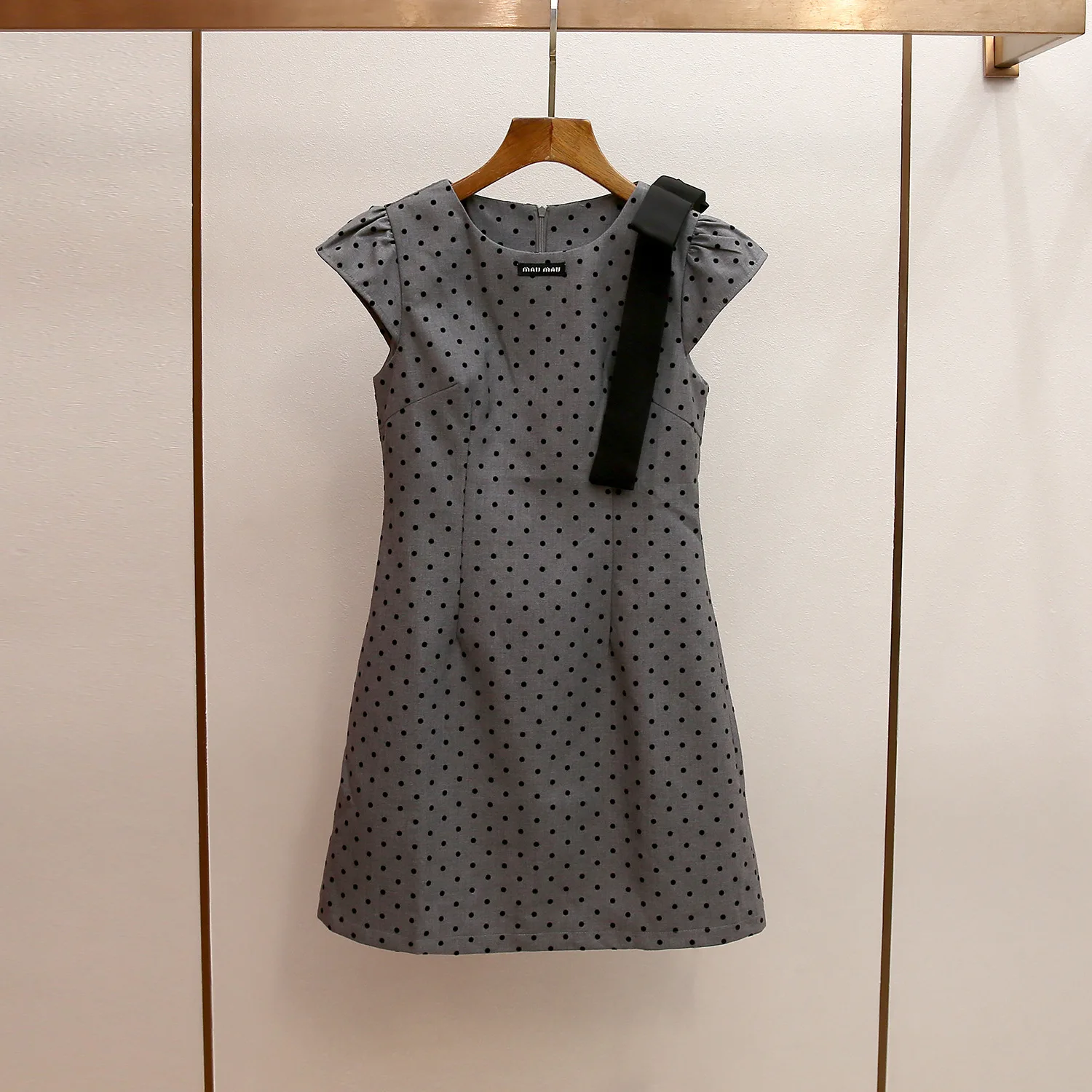 

MaSande High-End Women's Spring Summer New ey Series Color Colion Knot Waist Cinching Polka Dot Dr