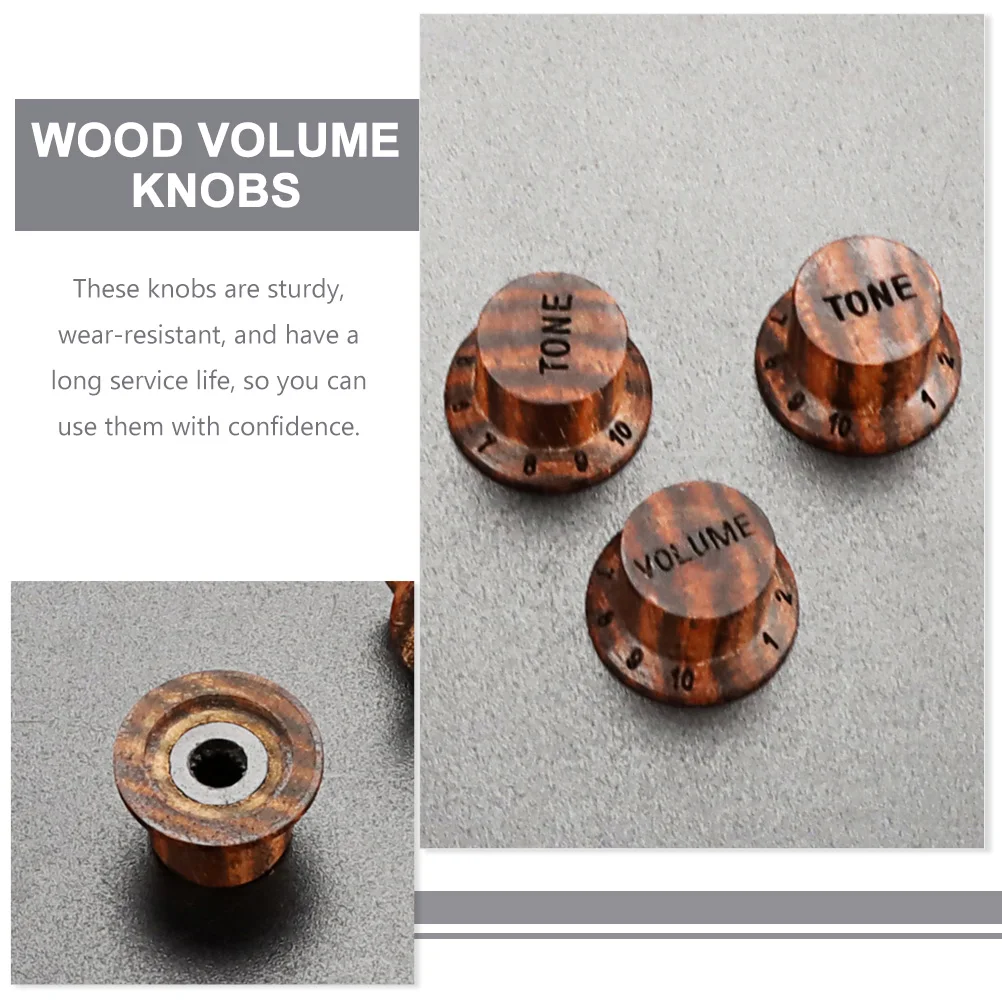 

3 Pcs Guitar Knob Control Knobs Electric Tone Volume Cap Component Bass Wood Alloy
