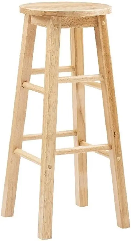 

Bar Stool Chair In Natural | Seat Height 29"" | With Round Seat, Footrest | Indoor For Dining Room Kitchen Bar Table | Max