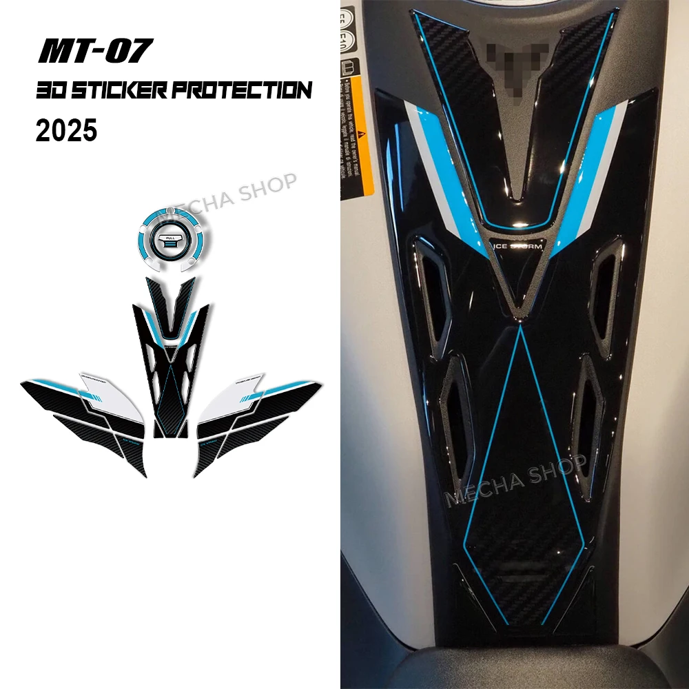 

Motorcycle 3D Resin Fuel Tank Protection Stickers Kit Anti-scratch Protector for MT-07 2025 Ice Storm