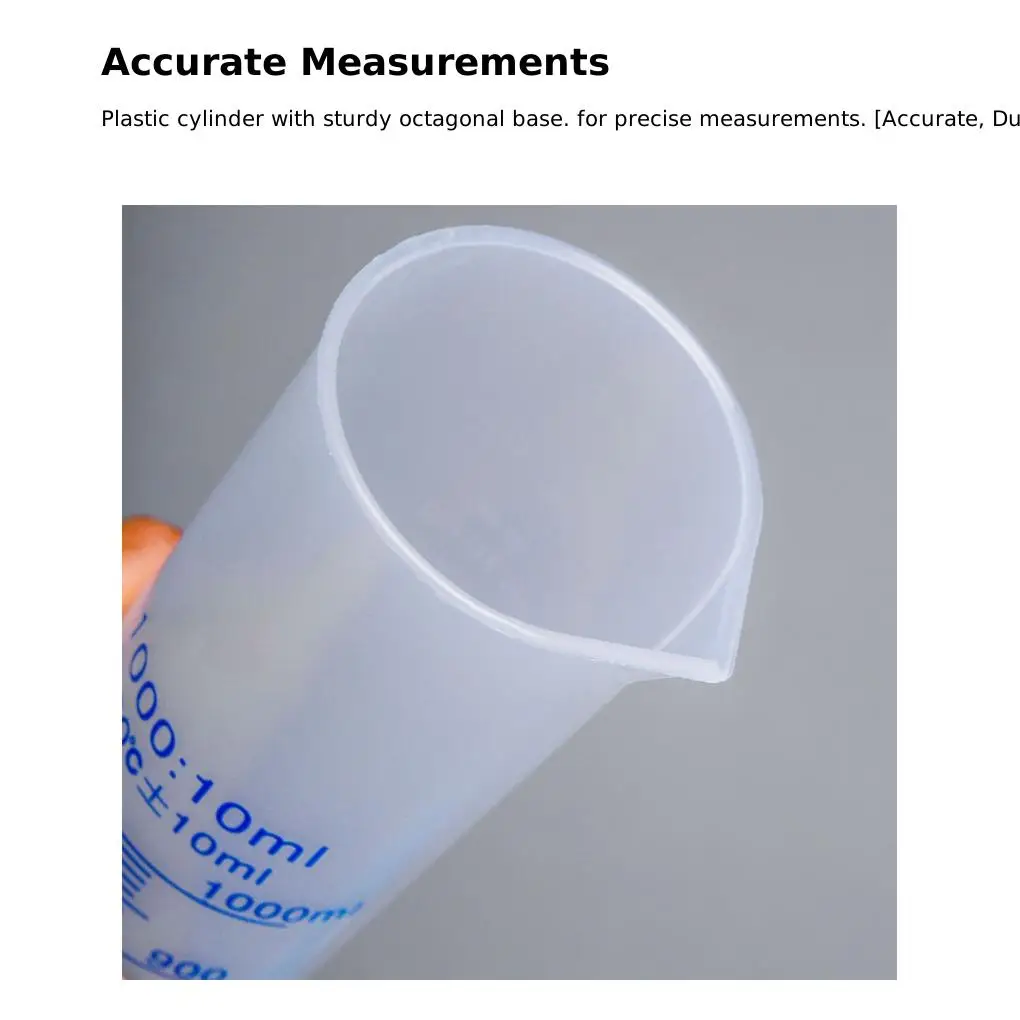 Durable Plastic Cylinder Tube For Liquid Measurement High-capacity Lightweight Measuring Utility High Quality