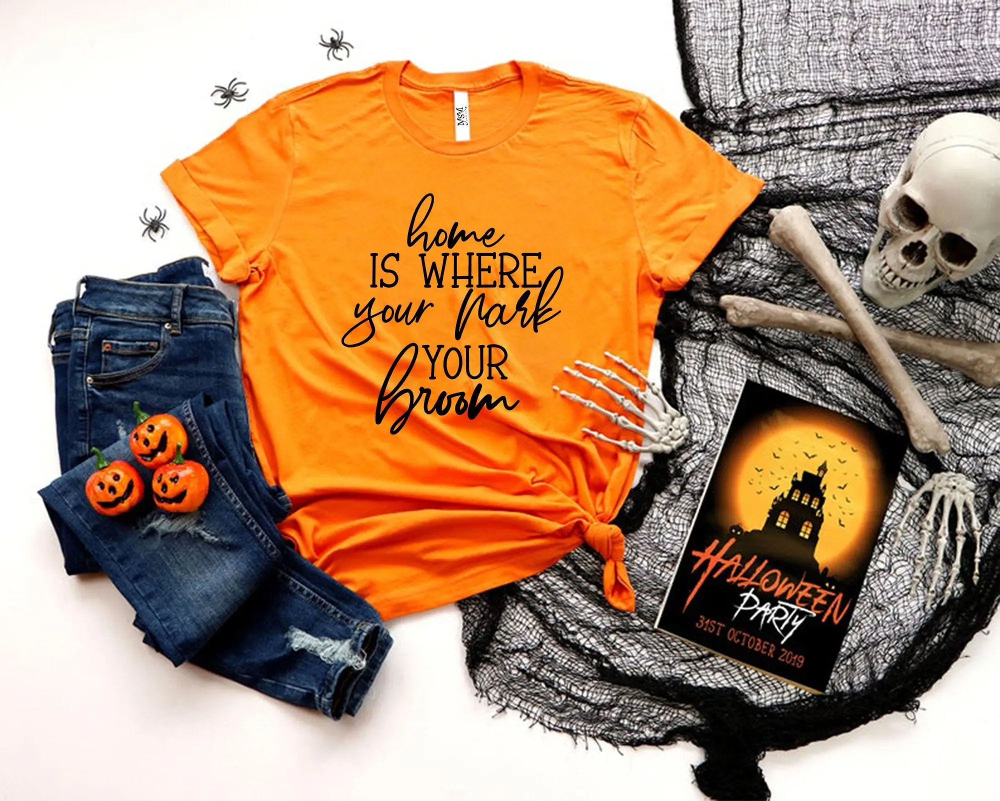 Home Is Where You Park Your Broom T Shirt Halloween For Kids Party Funny