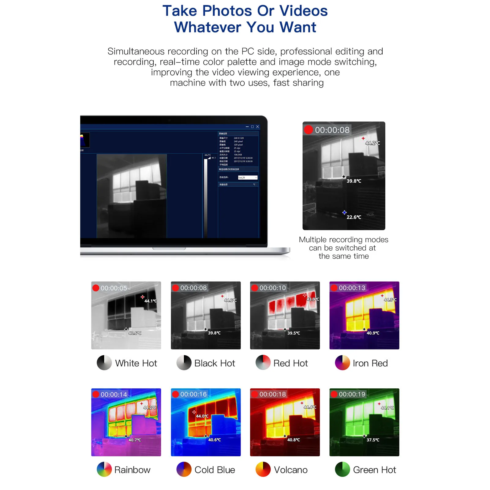 Handheld Infrared Thermal Imager High Accuracy 256 X 192 IR Resolution Thermal Imaging Camera for Construction for Electronics