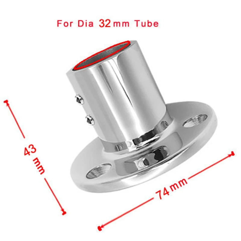 316 Stainless Steel 90 Degree Marine Boat Hand Rail Fitting Round Stanchion Boating Tubes Base For Pipe 32 Dia