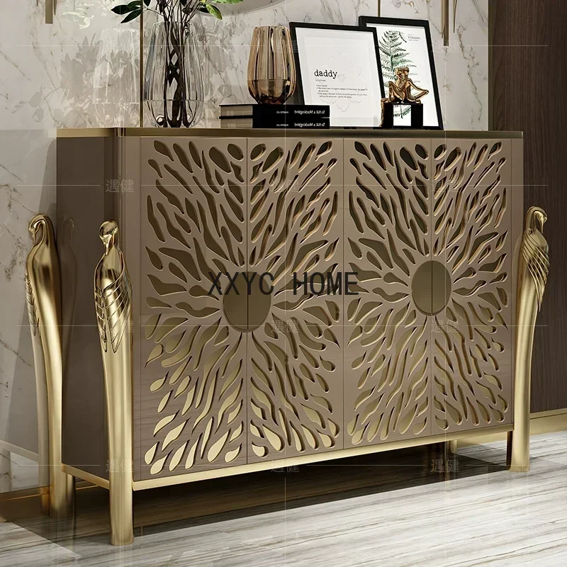 Luxury Hong Kong Style Shoe Cabinet Dining Side Cabinet Postmodern Entrance Cabinet Simple Sapateira Home Furniture WK50SC